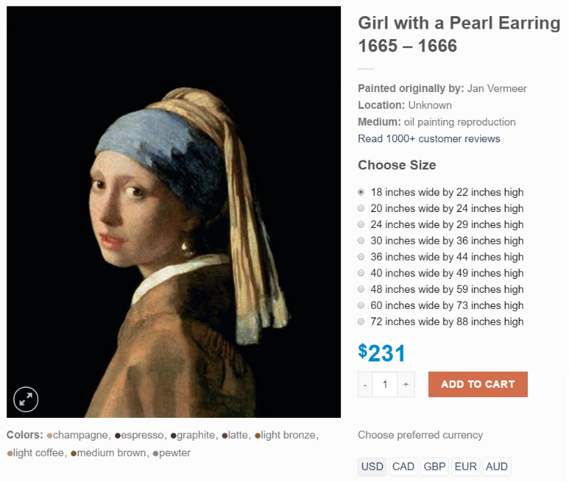 Large Girl With A Pearl Earring Painting