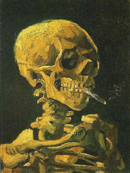 Skull with Burning Cigarette | Vincent Van Gogh | oil painting