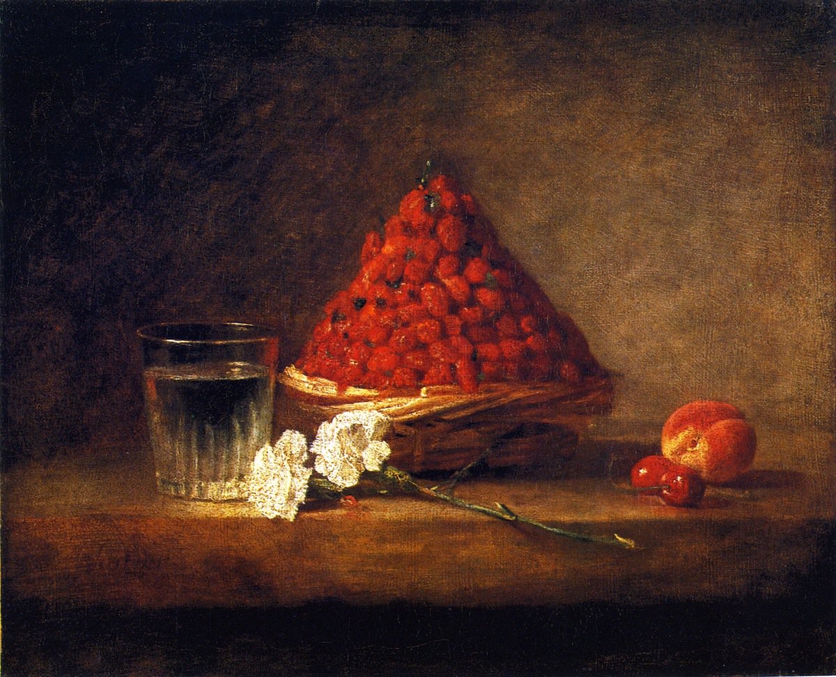 Basket of Strawberries Painting Jean Baptiste Simeon Chardin Oil Paintings