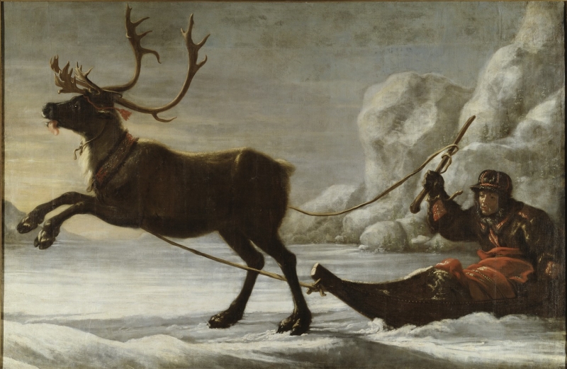 abraham renstirna dressed as a lapp and his reindeer painting